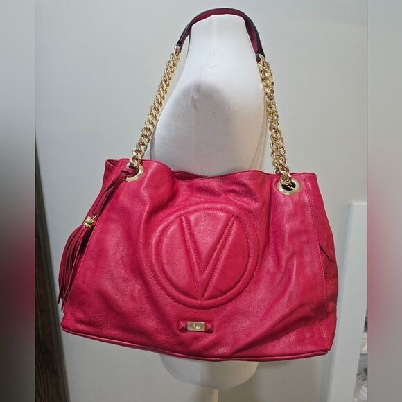 Valentino By Mario Valentino Verra Signature Leather Shoulder Bag NWT Red - Picture 1 of 10